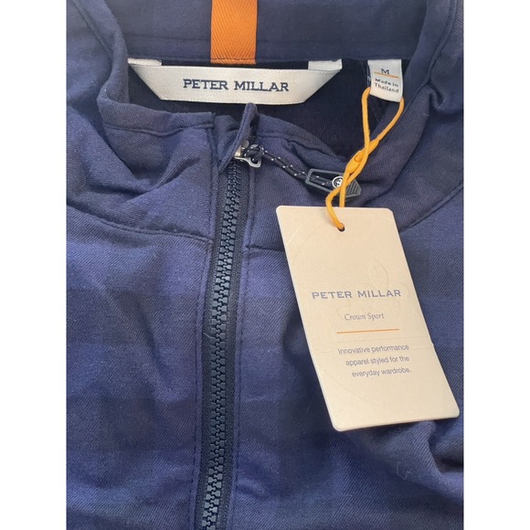 Peter Millar Fuse Elite Flannel Hybrid Vest Men Size Medium Plaid Blue Golf New - Picture 7 of 11